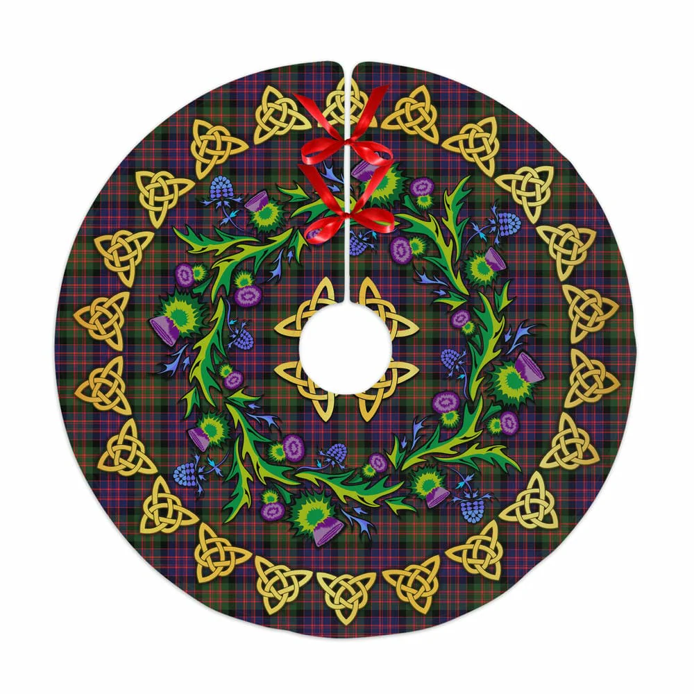 Scottish MacDonald Modern Tartan Thistle Celtic Knot Christmas Tree Skirt