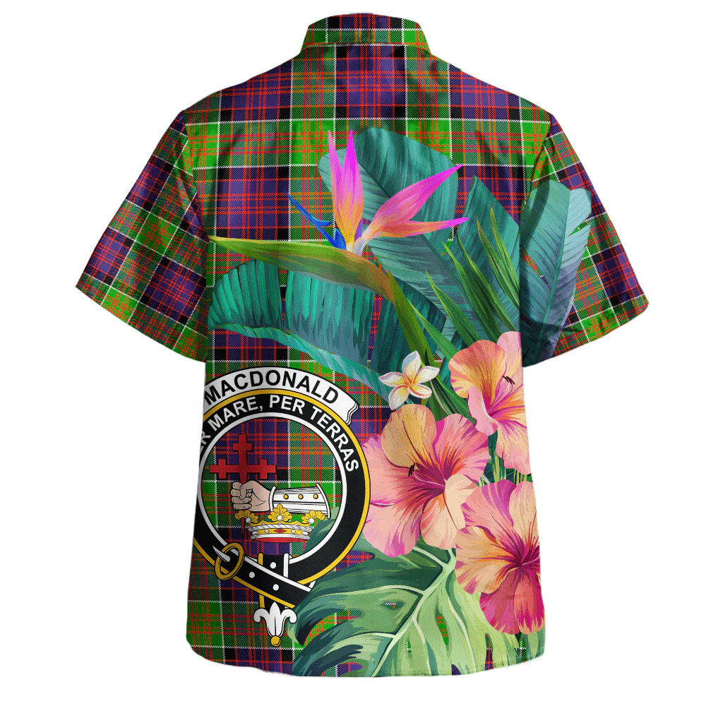 Scottish MacDonald of Clanranald Clan Badge Tartan Hawaiian Shirt Bouquet Tropical Style - Image 3