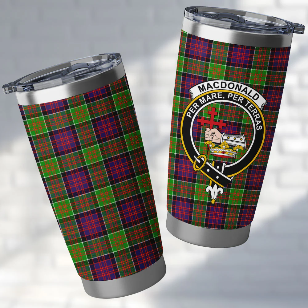 Scottish MacDonald of Clanranald Clan Badge Tartan Tumbler