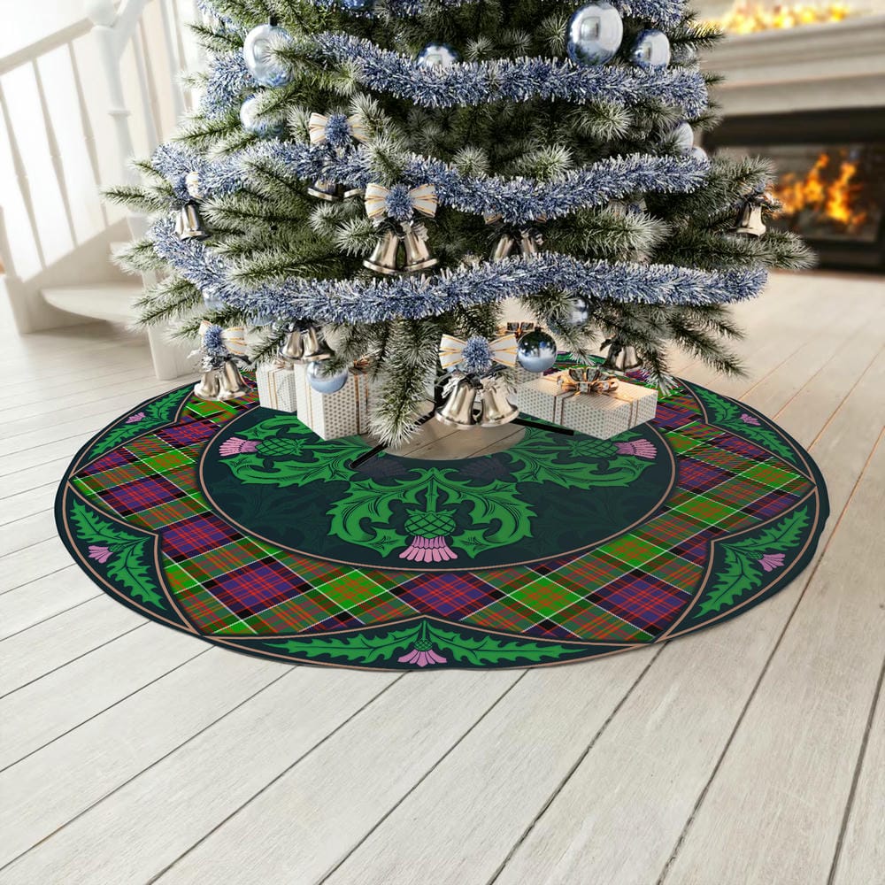 Scottish MacDonald of Clanranald Tartan Christmas Tree Skirt Old Scottish Thistle Flower - Image 3