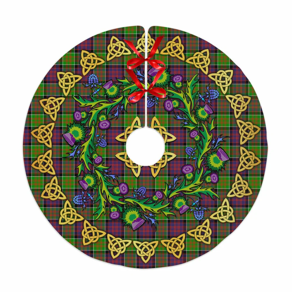 Scottish MacDonald of Clanranald Tartan Thistle Celtic Knot Christmas Tree Skirt