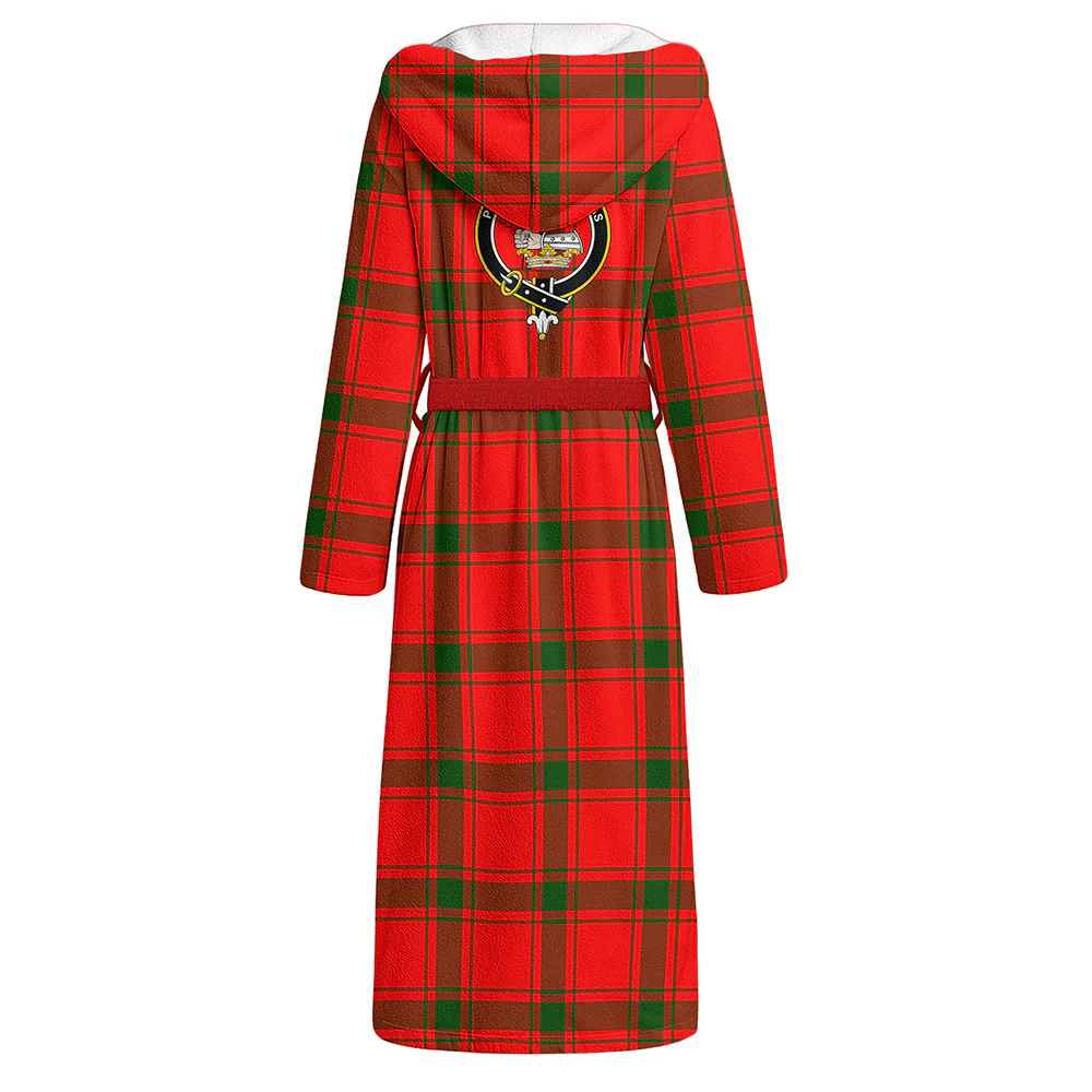 Scottish MacDonald of Sleat Clan Badge Tartan Flannel Hooded Bathrobe - Image 3