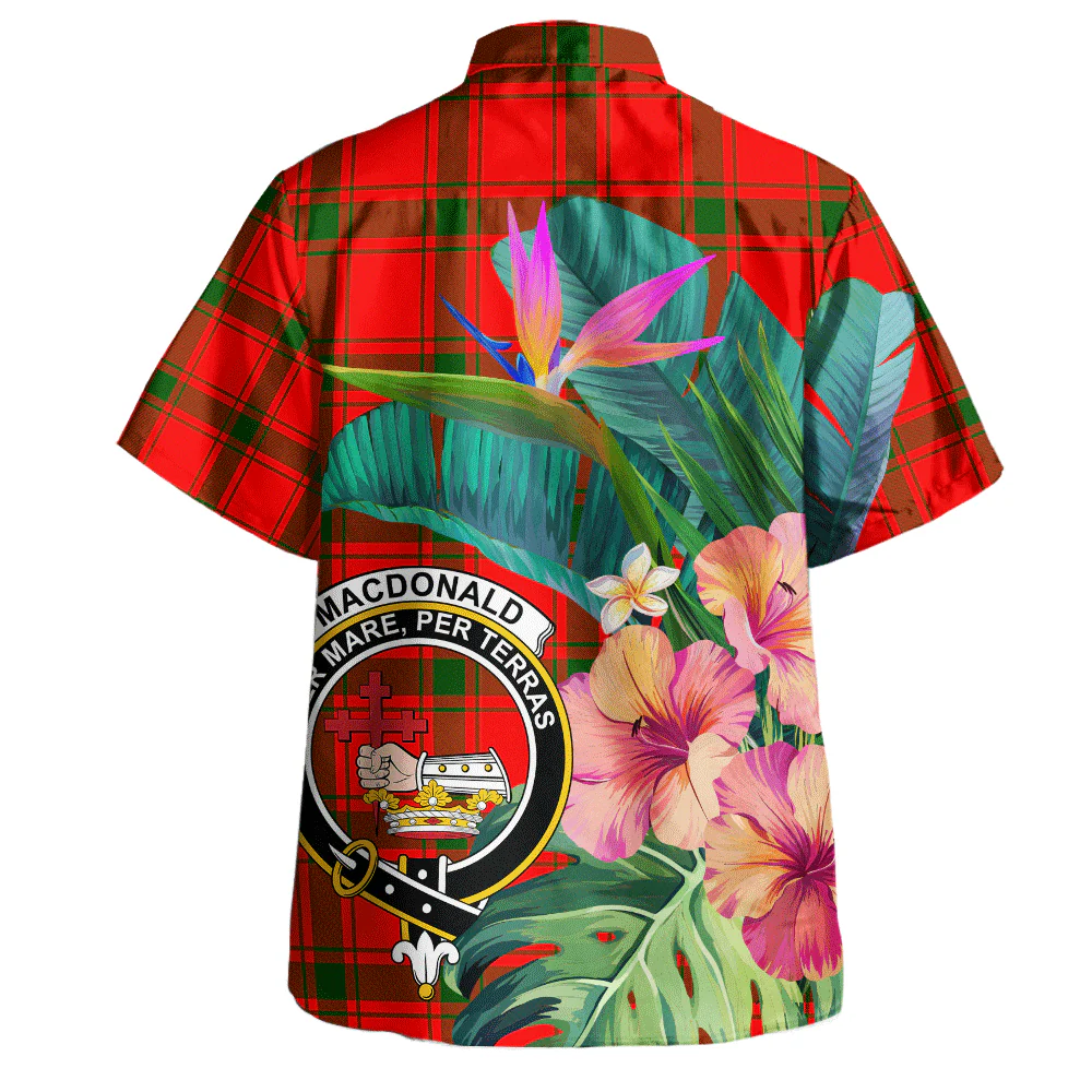 Scottish MacDonald of Sleat Clan Badge Tartan Hawaiian Shirt Bouquet Tropical Style - Image 3