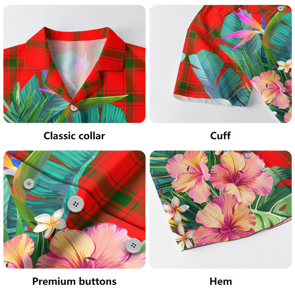 Scottish MacDonald of Sleat Clan Badge Tartan Hawaiian Shirt Bouquet Tropical Style - Image 5