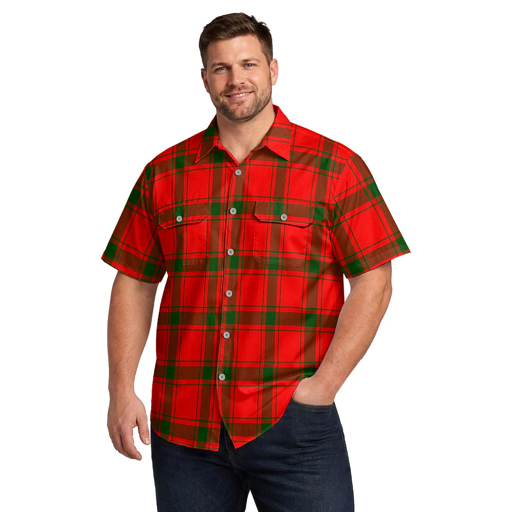 Scottish MacDonald of Sleat Clan Badge Tartan Short Sleeve Work Shirt - Image 4