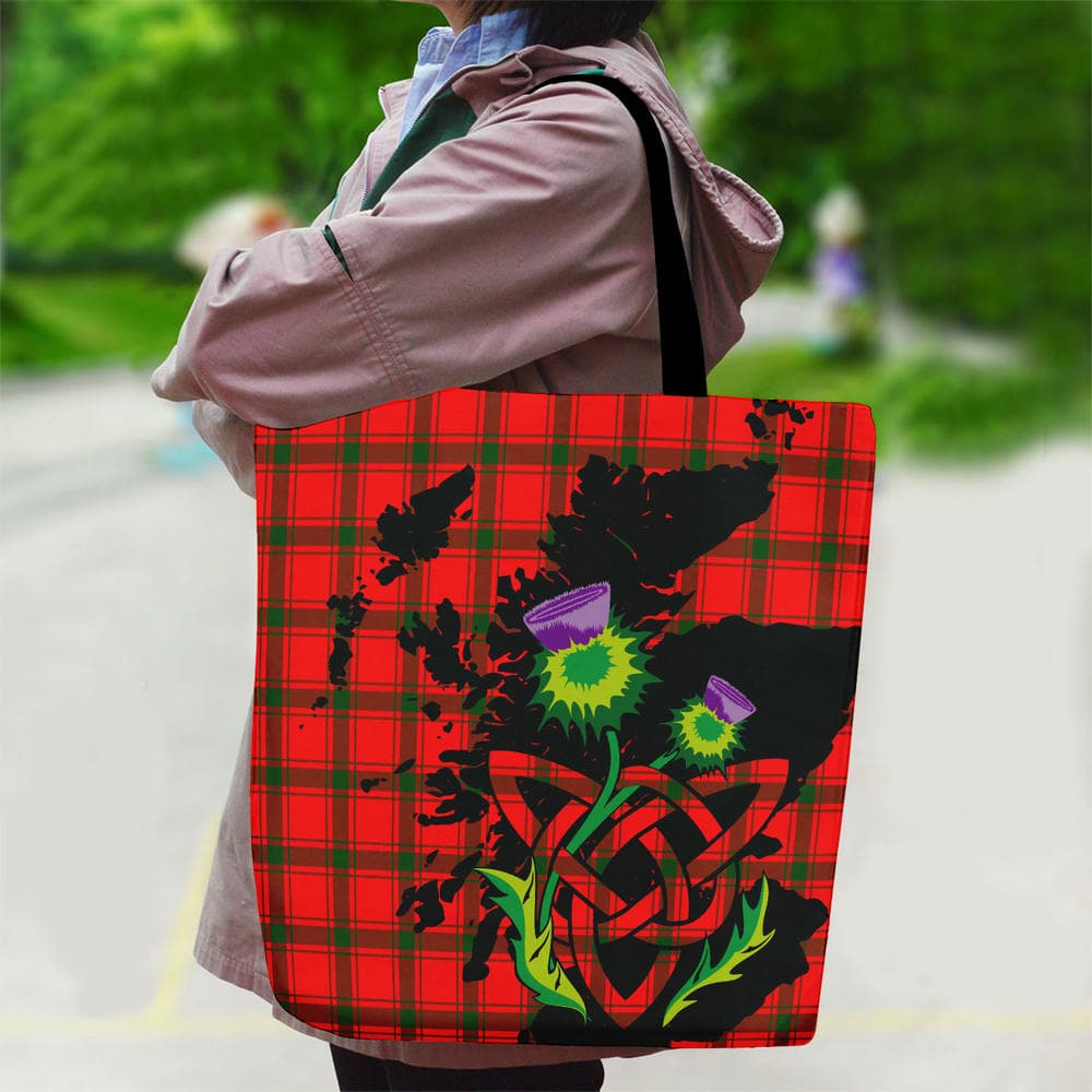Scottish MacDonald of Sleat Tartan Canvas Bag With Shoulder Strap With Thistle - Image 2