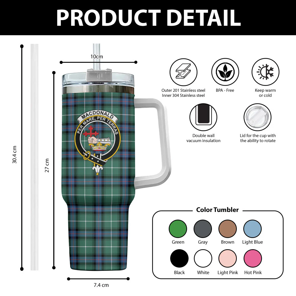 Scottish MacDonald of the Isles Hunting Ancient Clan Badge Tartan 40oz Tumbler - Image 2