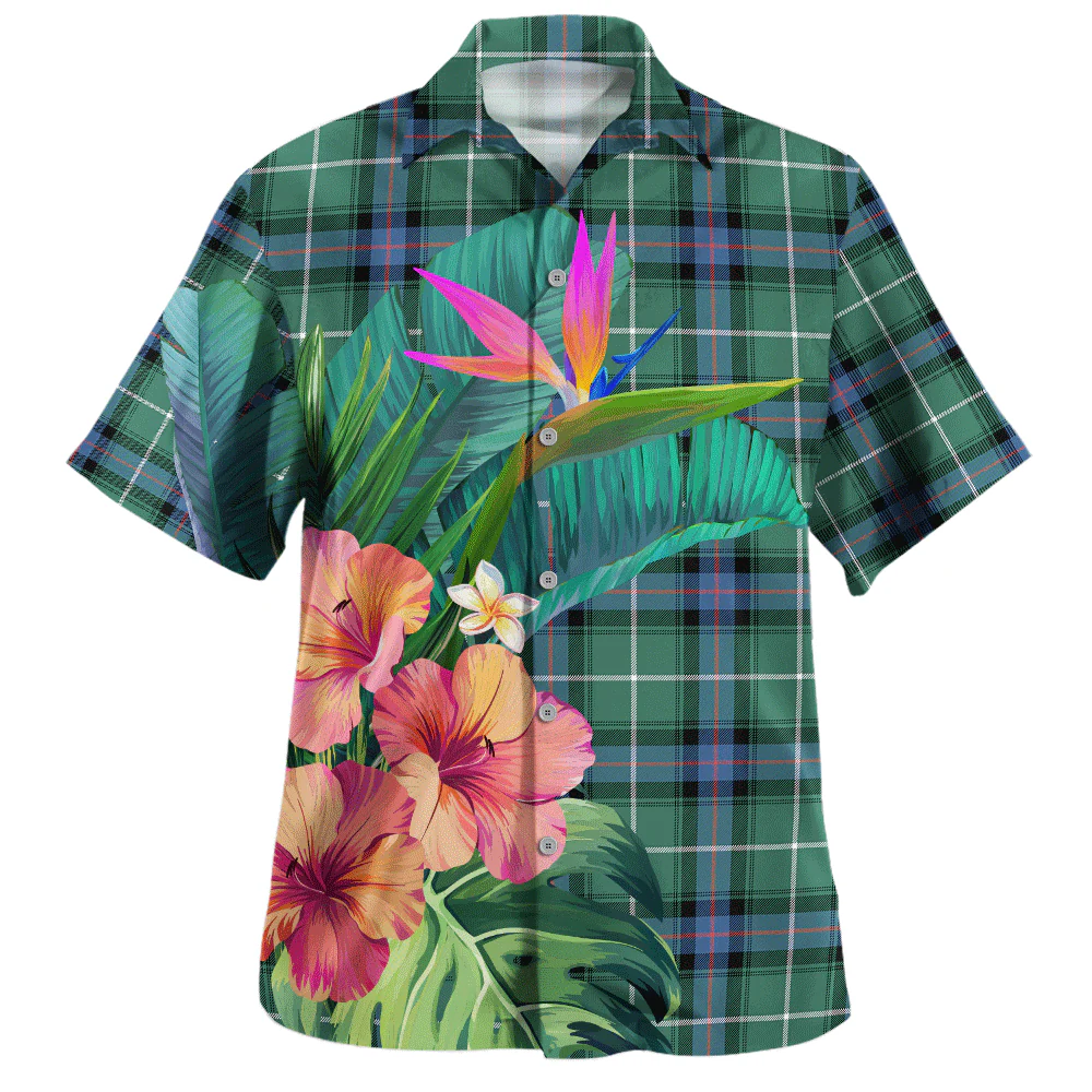Scottish MacDonald of the Isles Hunting Ancient Clan Badge Tartan Hawaiian Shirt Bouquet Tropical Style - Image 2