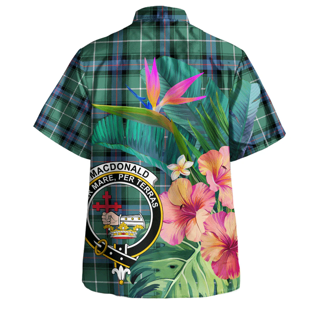 Scottish MacDonald of the Isles Hunting Ancient Clan Badge Tartan Hawaiian Shirt Bouquet Tropical Style - Image 3