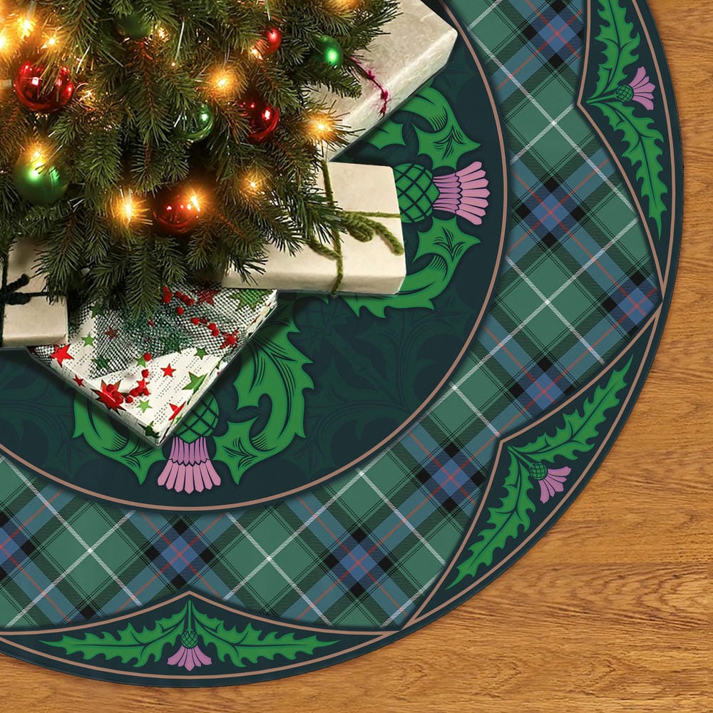 Scottish MacDonald of the Isles Hunting Ancient Tartan Christmas Tree Skirt Old Scottish Thistle Flower - Image 2