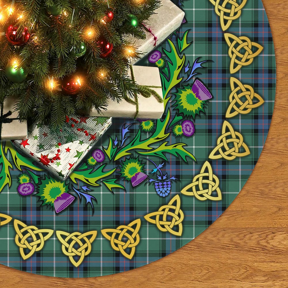 Scottish MacDonald of the Isles Hunting Ancient Tartan Thistle Celtic Knot Christmas Tree Skirt - Image 2