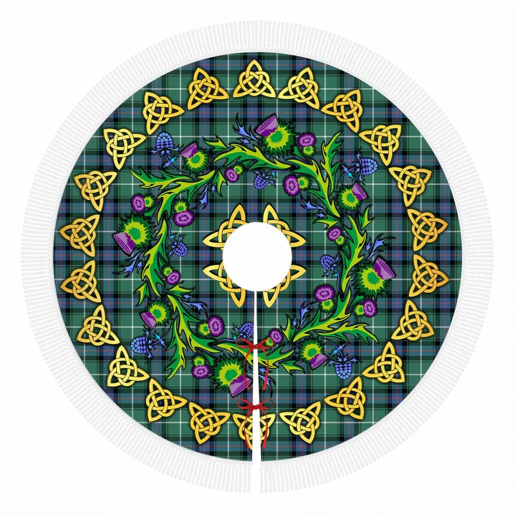 Scottish MacDonald of the Isles Hunting Ancient Tartan Thistle Celtic Knot Christmas Tree Skirt - Image 4