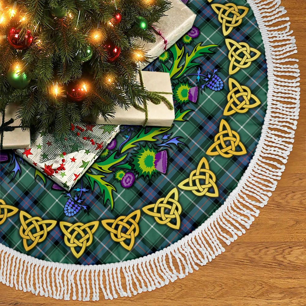 Scottish MacDonald of the Isles Hunting Ancient Tartan Thistle Celtic Knot Christmas Tree Skirt - Image 5