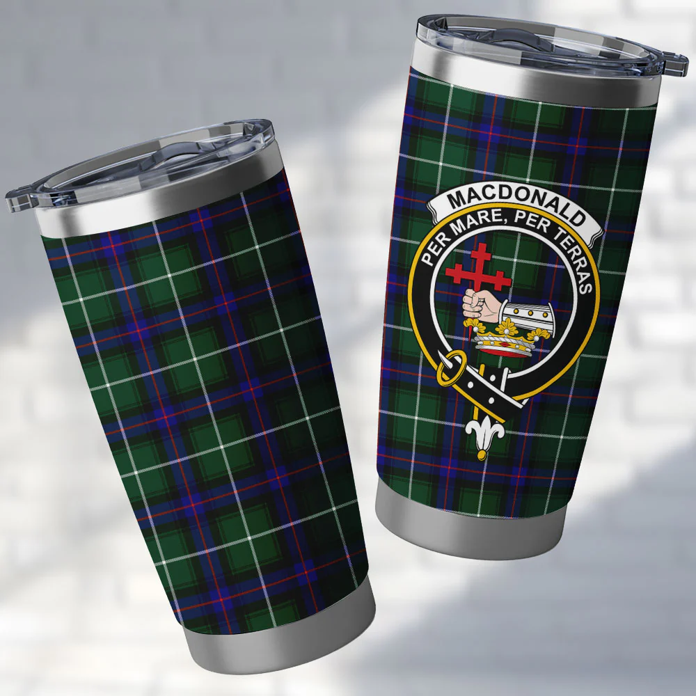 Scottish MacDonald of the Isles Hunting Modern Clan Badge Tartan Tumbler