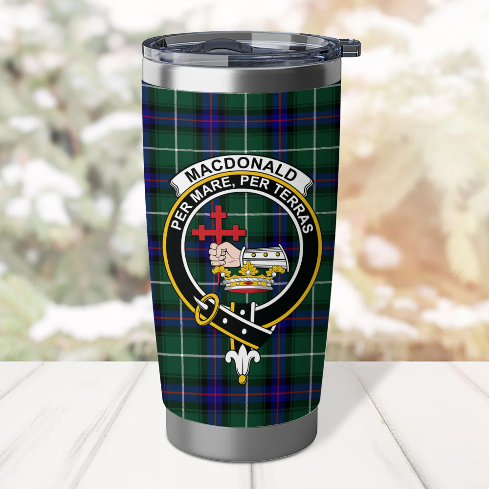 Scottish MacDonald of the Isles Hunting Modern Clan Badge Tartan Tumbler - Image 2