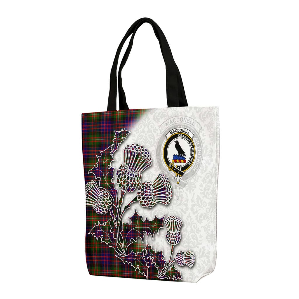 Scottish MacDonell of Glengarry Clan Badge Tartan Canvas Bag With Shoulder Straps - Thistle Flowers Style