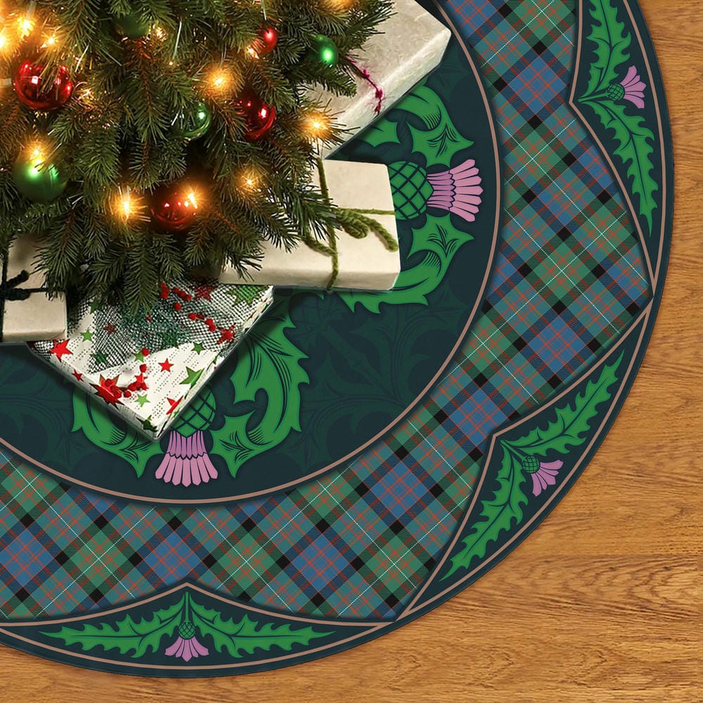 Scottish MacDonnell of Glengarry Ancient Tartan Christmas Tree Skirt Old Scottish Thistle Flower - Image 2