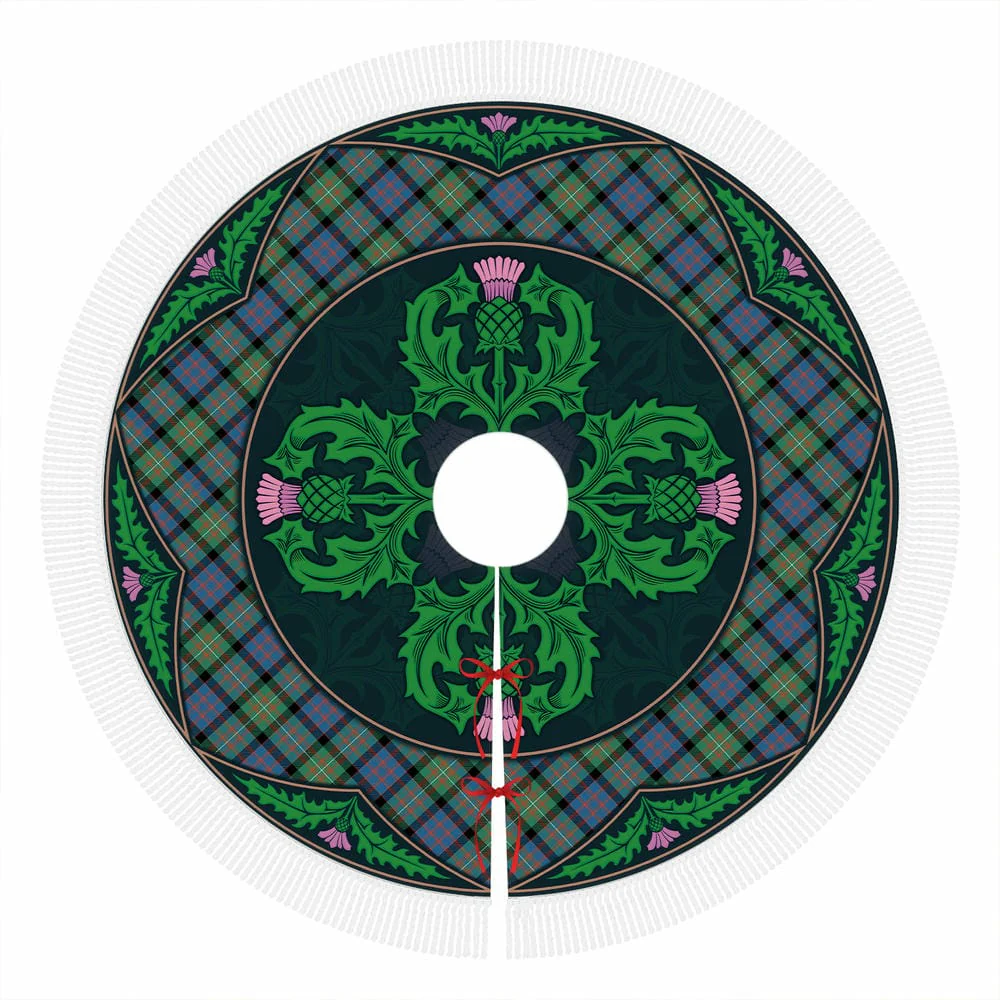 Scottish MacDonnell of Glengarry Ancient Tartan Christmas Tree Skirt Old Scottish Thistle Flower - Image 4