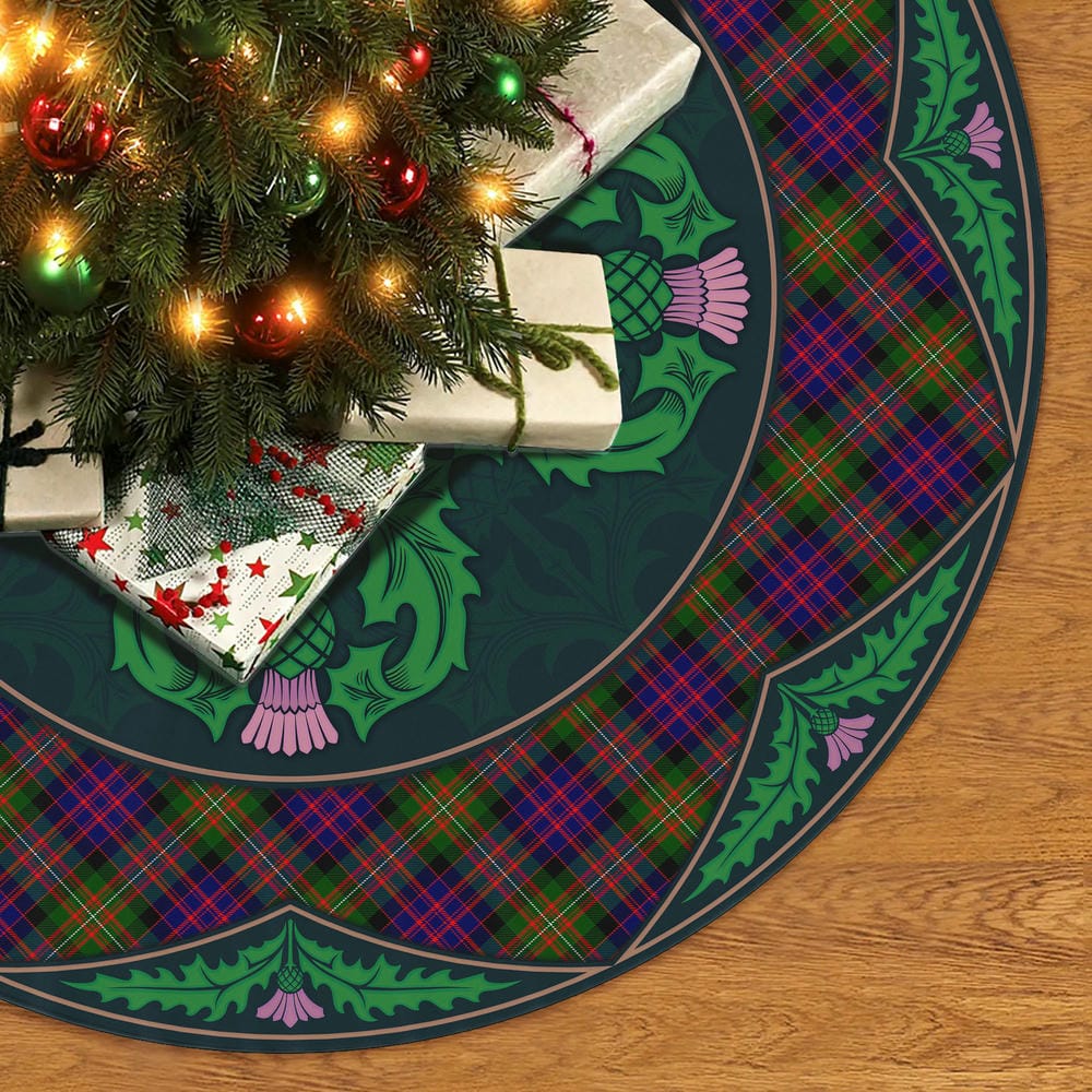 Scottish MacDonnell of Glengarry Modern Tartan Christmas Tree Skirt Old Scottish Thistle Flower - Image 2