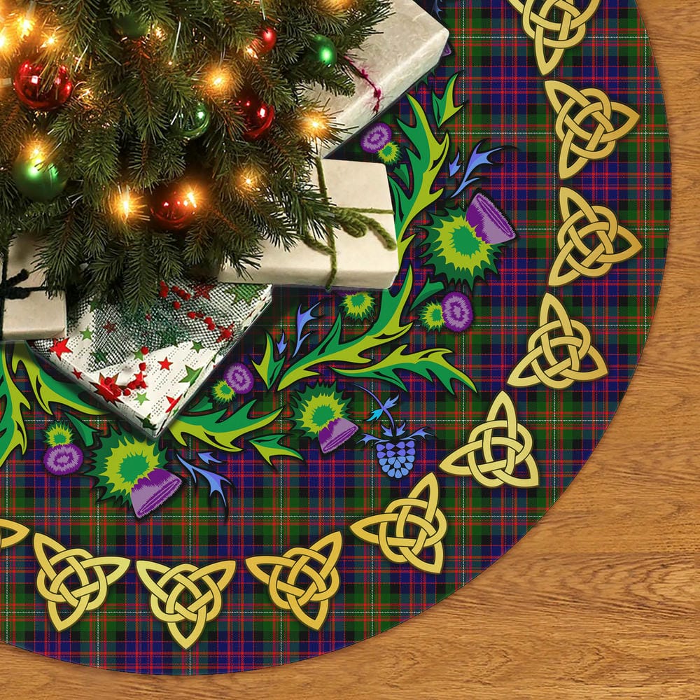 Scottish MacDonnell of Glengarry Modern Tartan Thistle Celtic Knot Christmas Tree Skirt - Image 2