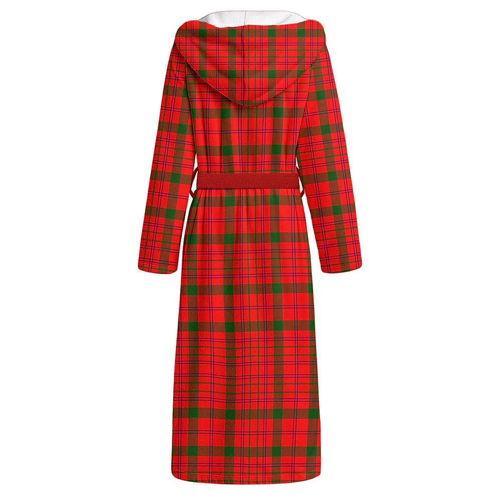 Scottish MacDonnell of Keppoch Modern Clan Badge Tartan Flannel Hooded Bathrobe - Image 2