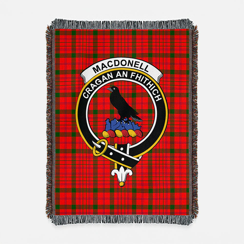 Scottish MacDonnell of Keppoch Modern Clan Badge Tartan Woven Blanket - Image 2