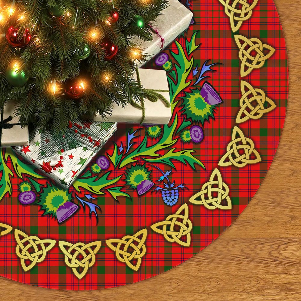 Scottish MacDonnell of Keppoch Modern Tartan Thistle Celtic Knot Christmas Tree Skirt - Image 2