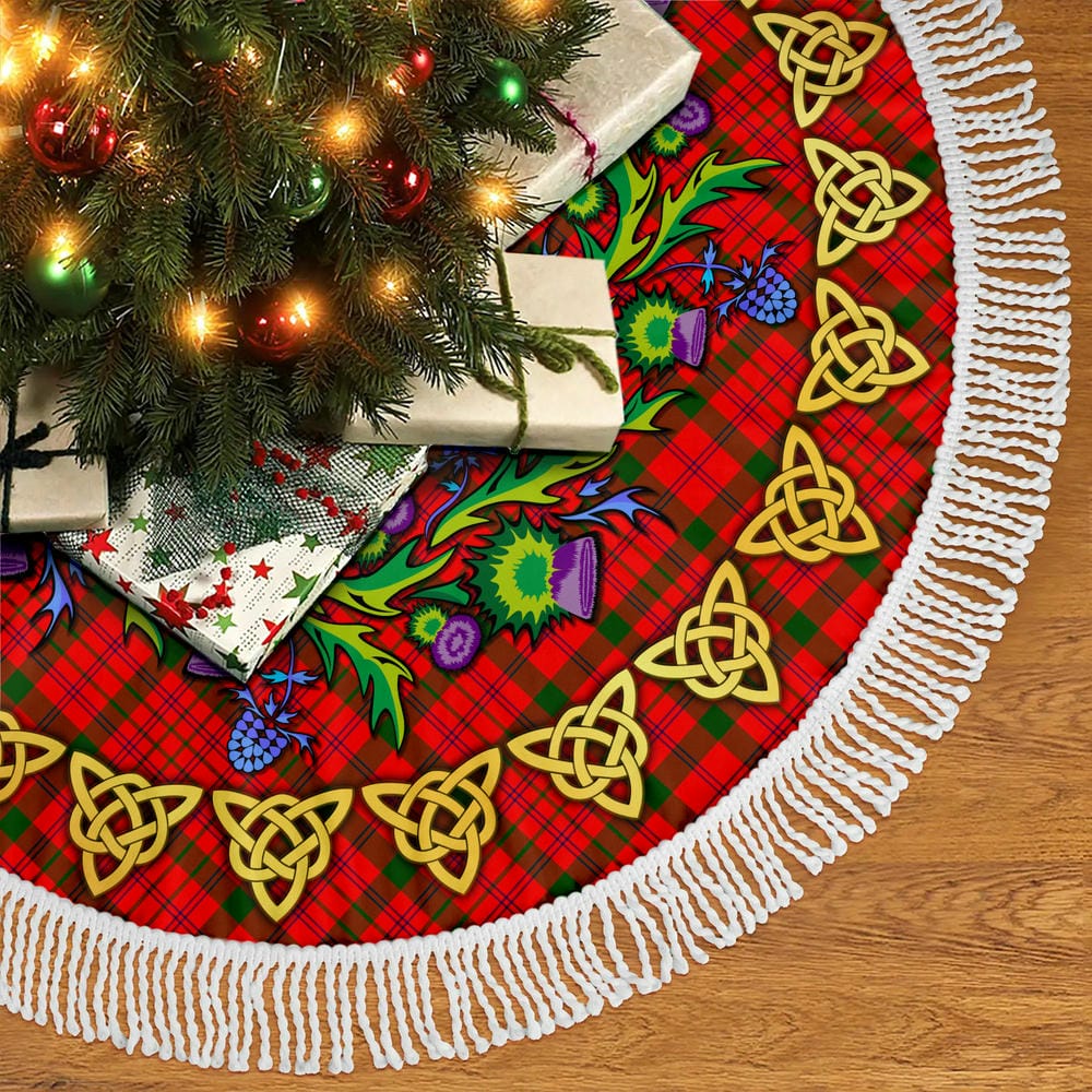 Scottish MacDonnell of Keppoch Modern Tartan Thistle Celtic Knot Christmas Tree Skirt - Image 5