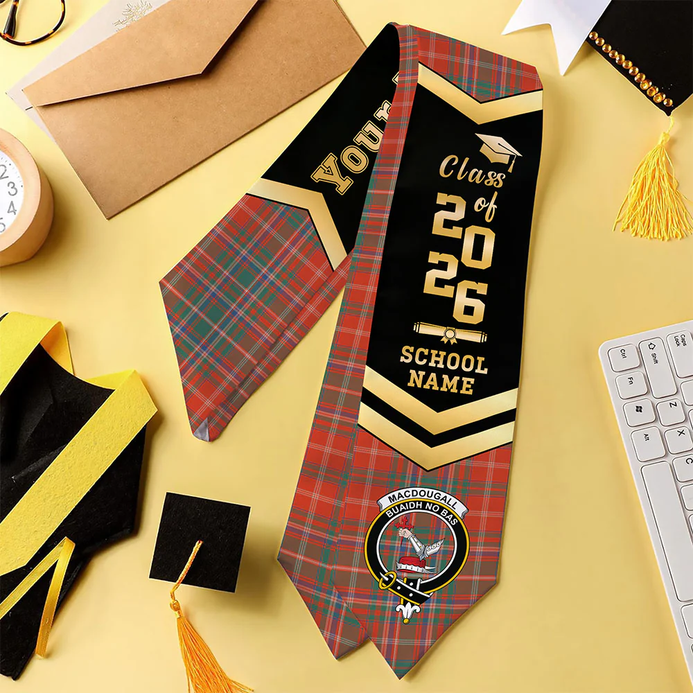 Scottish MacDougall Ancient Clan Badge Tartan Graduation Stole Black Gold Honor - Image 4