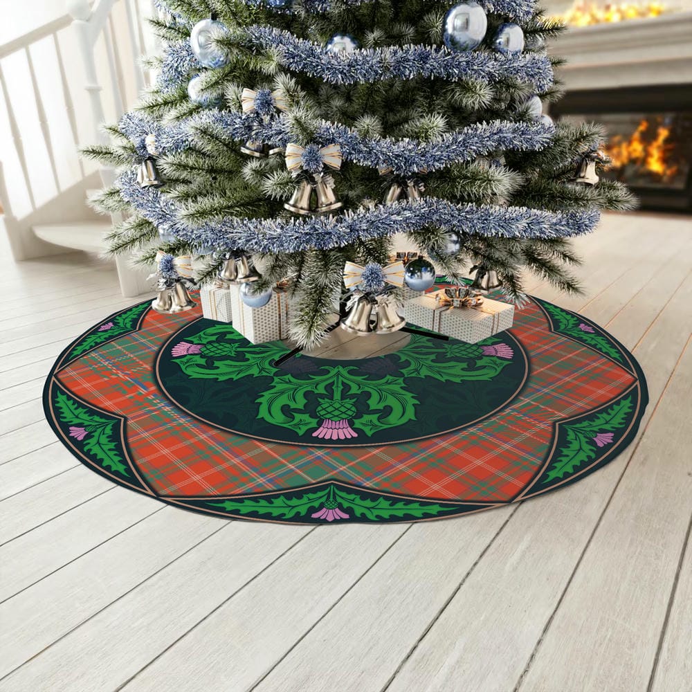 Scottish MacDougall Ancient Tartan Christmas Tree Skirt Old Scottish Thistle Flower - Image 3