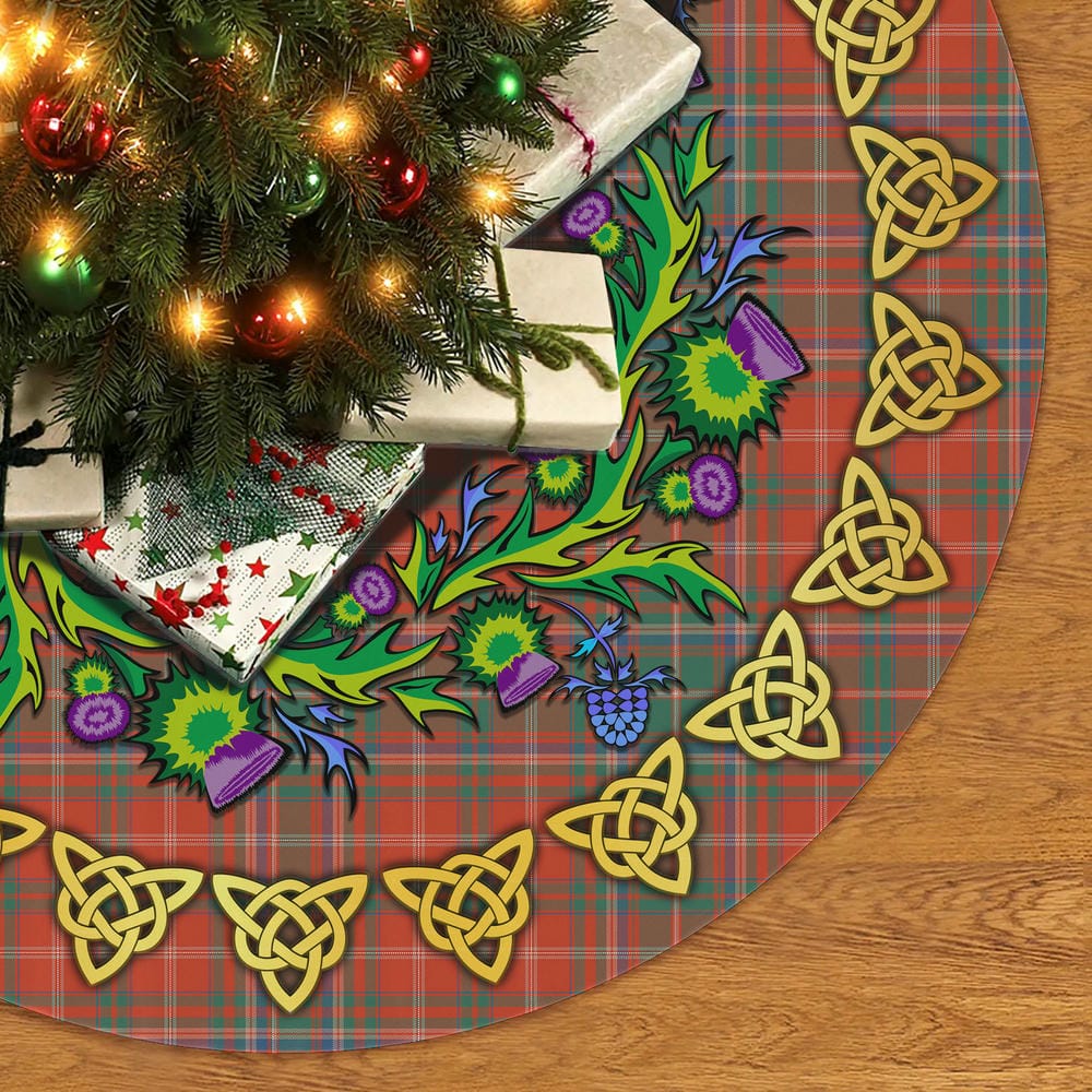 Scottish MacDougall Ancient Tartan Thistle Celtic Knot Christmas Tree Skirt - Image 2