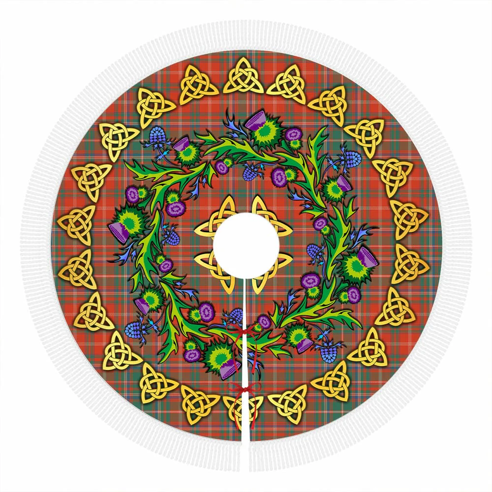 Scottish MacDougall Ancient Tartan Thistle Celtic Knot Christmas Tree Skirt - Image 4