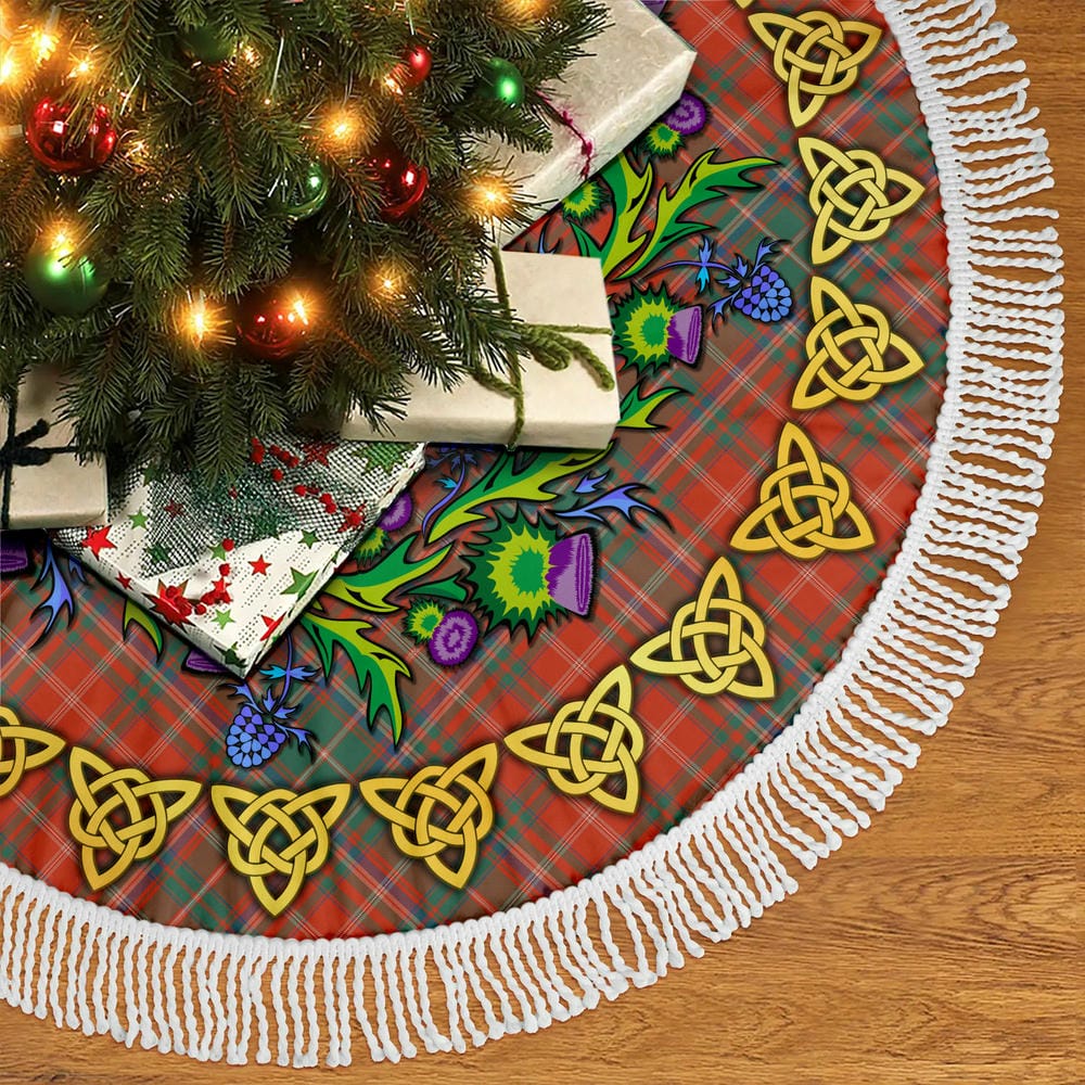 Scottish MacDougall Ancient Tartan Thistle Celtic Knot Christmas Tree Skirt - Image 5