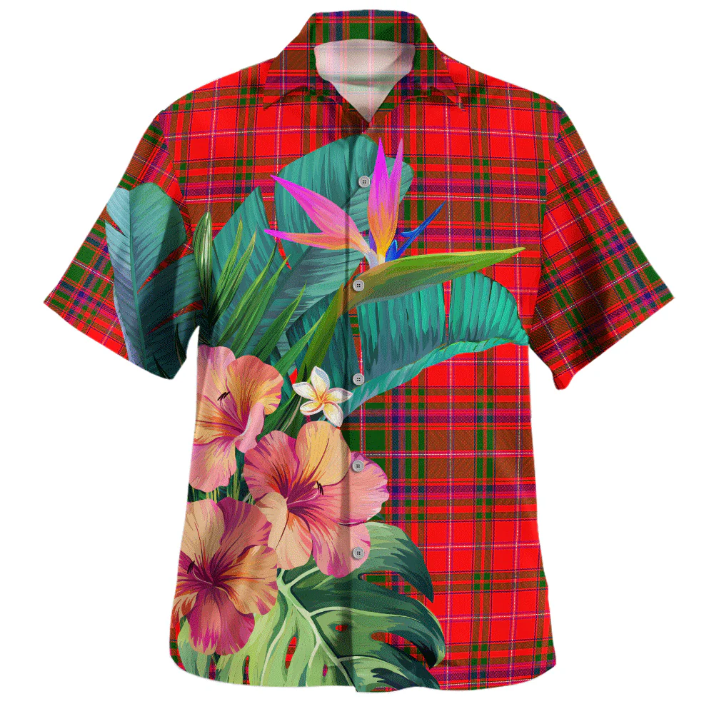 Scottish MacDougall Modern Clan Badge Tartan Hawaiian Shirt Bouquet Tropical Style - Image 2
