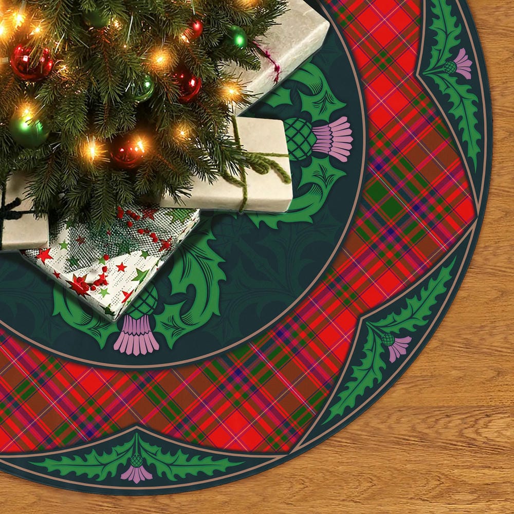 Scottish MacDougall Modern Tartan Christmas Tree Skirt Old Scottish Thistle Flower - Image 2