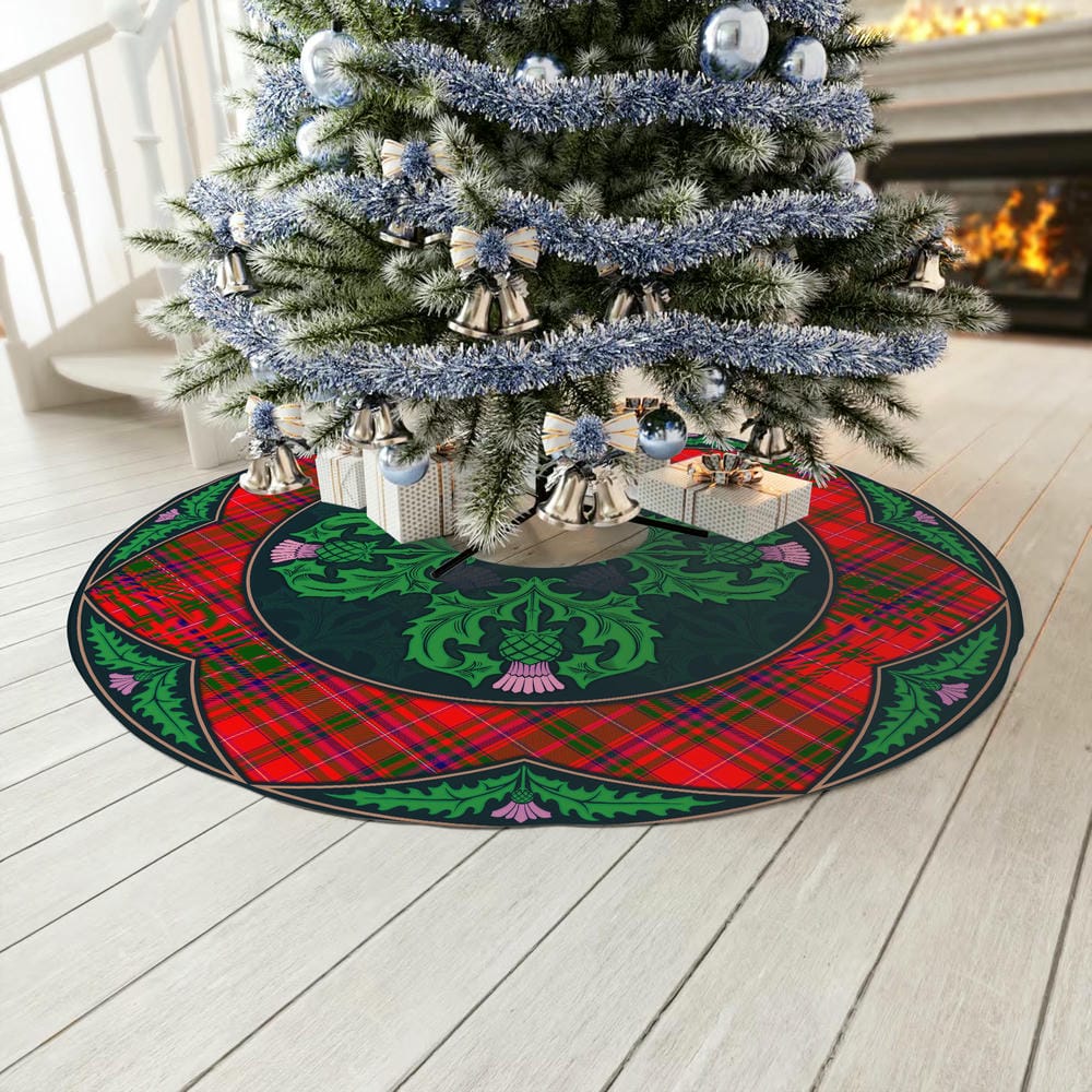 Scottish MacDougall Modern Tartan Christmas Tree Skirt Old Scottish Thistle Flower - Image 3
