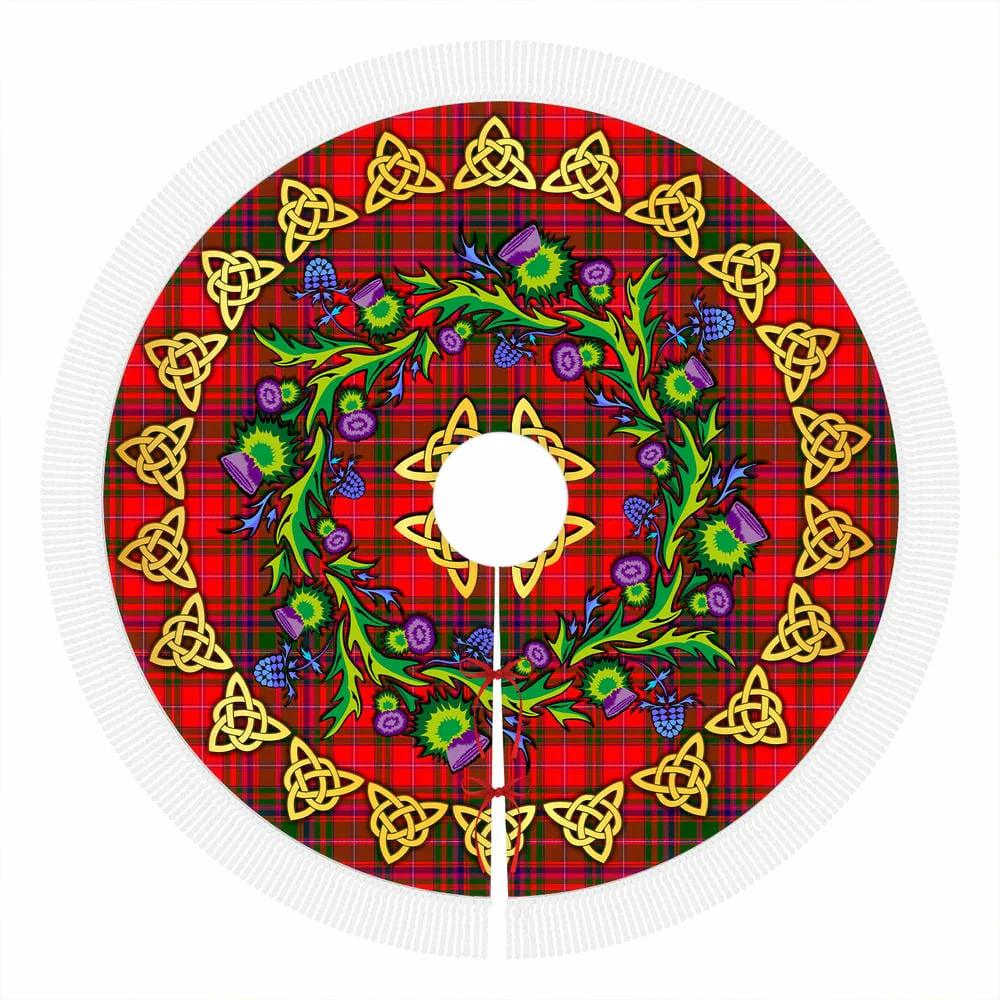 Scottish MacDougall Modern Tartan Thistle Celtic Knot Christmas Tree Skirt - Image 4