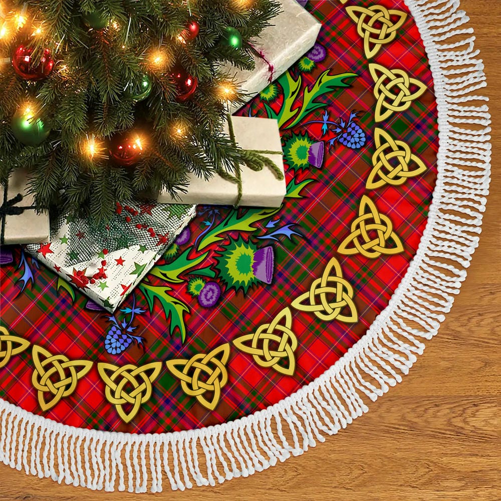 Scottish MacDougall Modern Tartan Thistle Celtic Knot Christmas Tree Skirt - Image 5