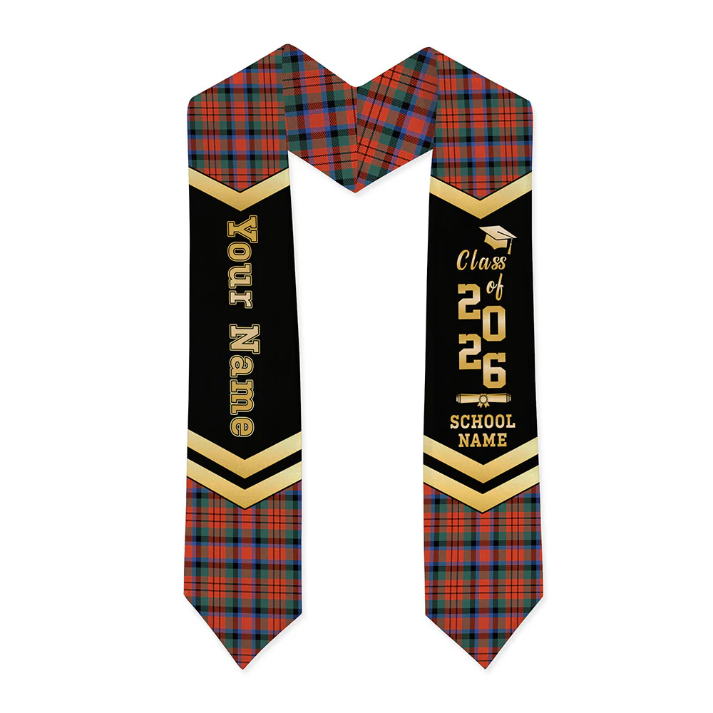 Scottish MacDuff Ancient Clan Badge Tartan Graduation Stole Black Gold Honor - Image 3