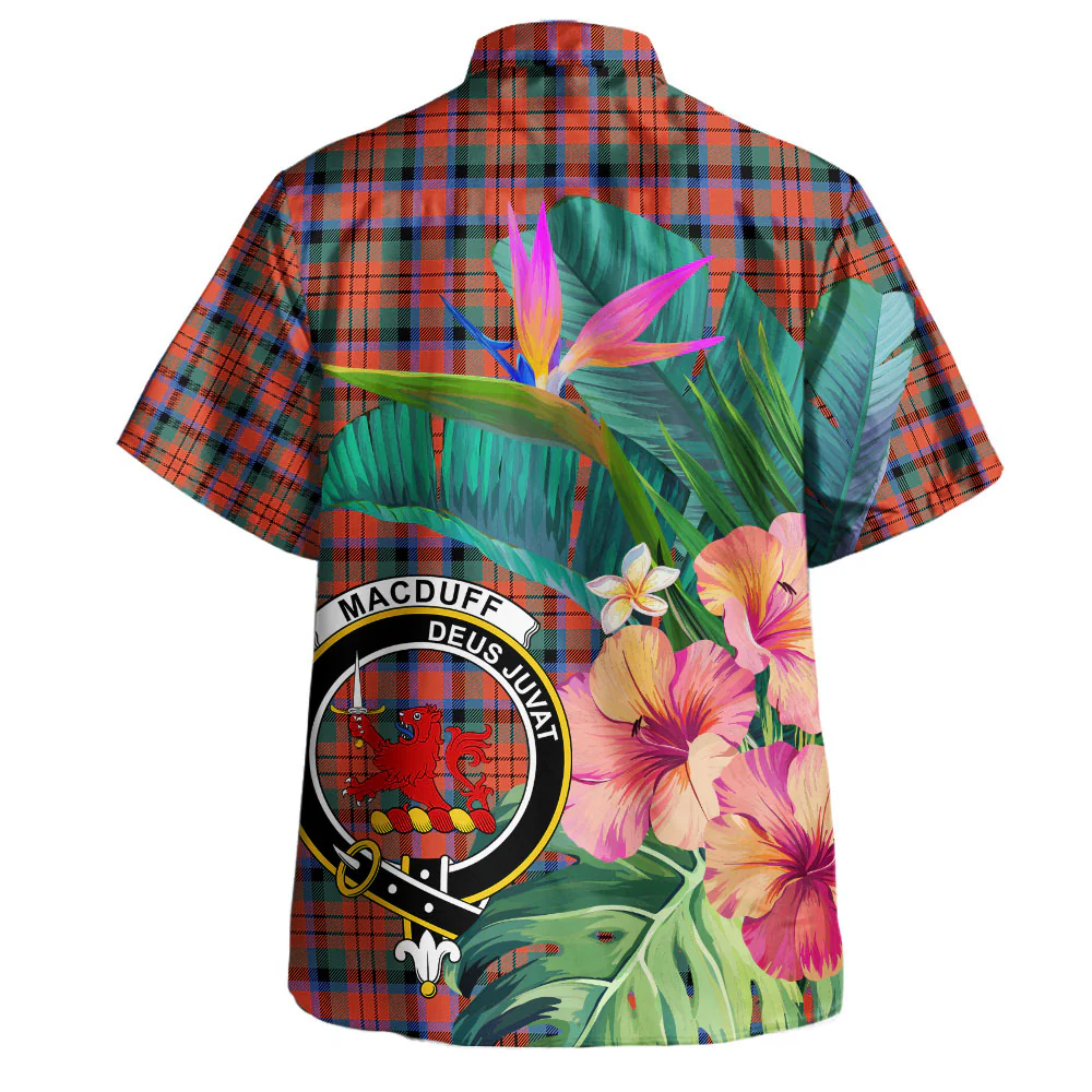 Scottish MacDuff Ancient Clan Badge Tartan Hawaiian Shirt Bouquet Tropical Style - Image 3