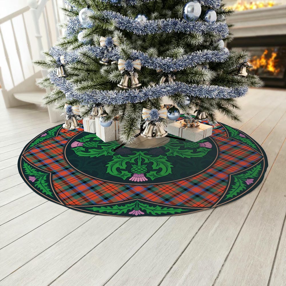 Scottish MacDuff Ancient Tartan Christmas Tree Skirt Old Scottish Thistle Flower - Image 3