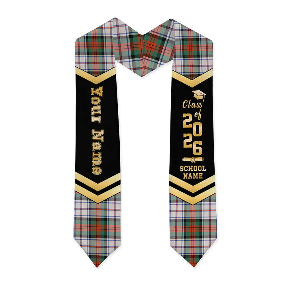 Scottish MacDuff Dress Ancient Clan Badge Tartan Graduation Stole Black Gold Honor - Image 3