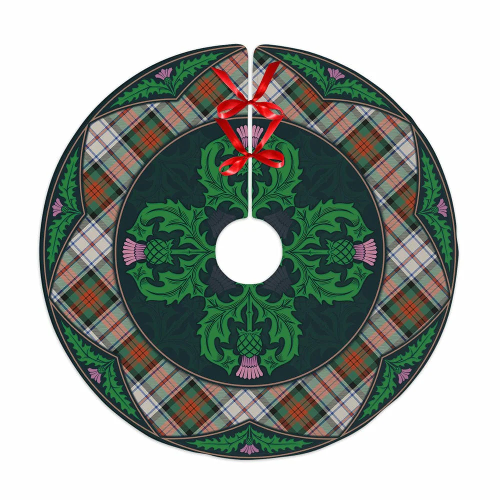 Scottish MacDuff Dress Ancient Tartan Christmas Tree Skirt Old Scottish Thistle Flower