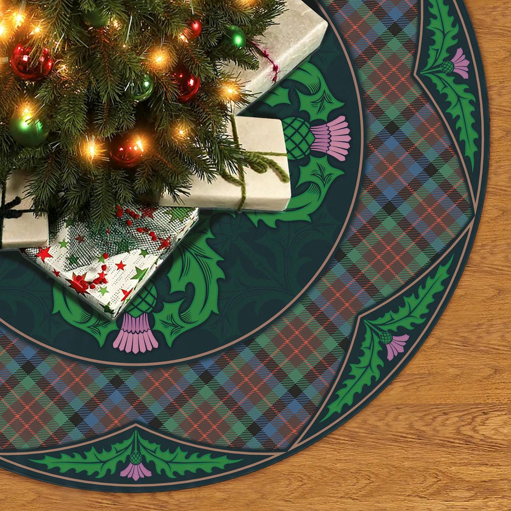 Scottish MacDuff Hunting Ancient Tartan Christmas Tree Skirt Old Scottish Thistle Flower - Image 2