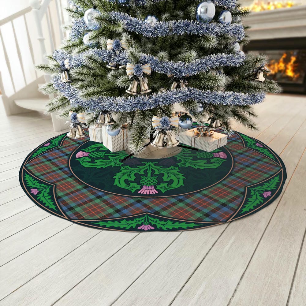 Scottish MacDuff Hunting Ancient Tartan Christmas Tree Skirt Old Scottish Thistle Flower - Image 3