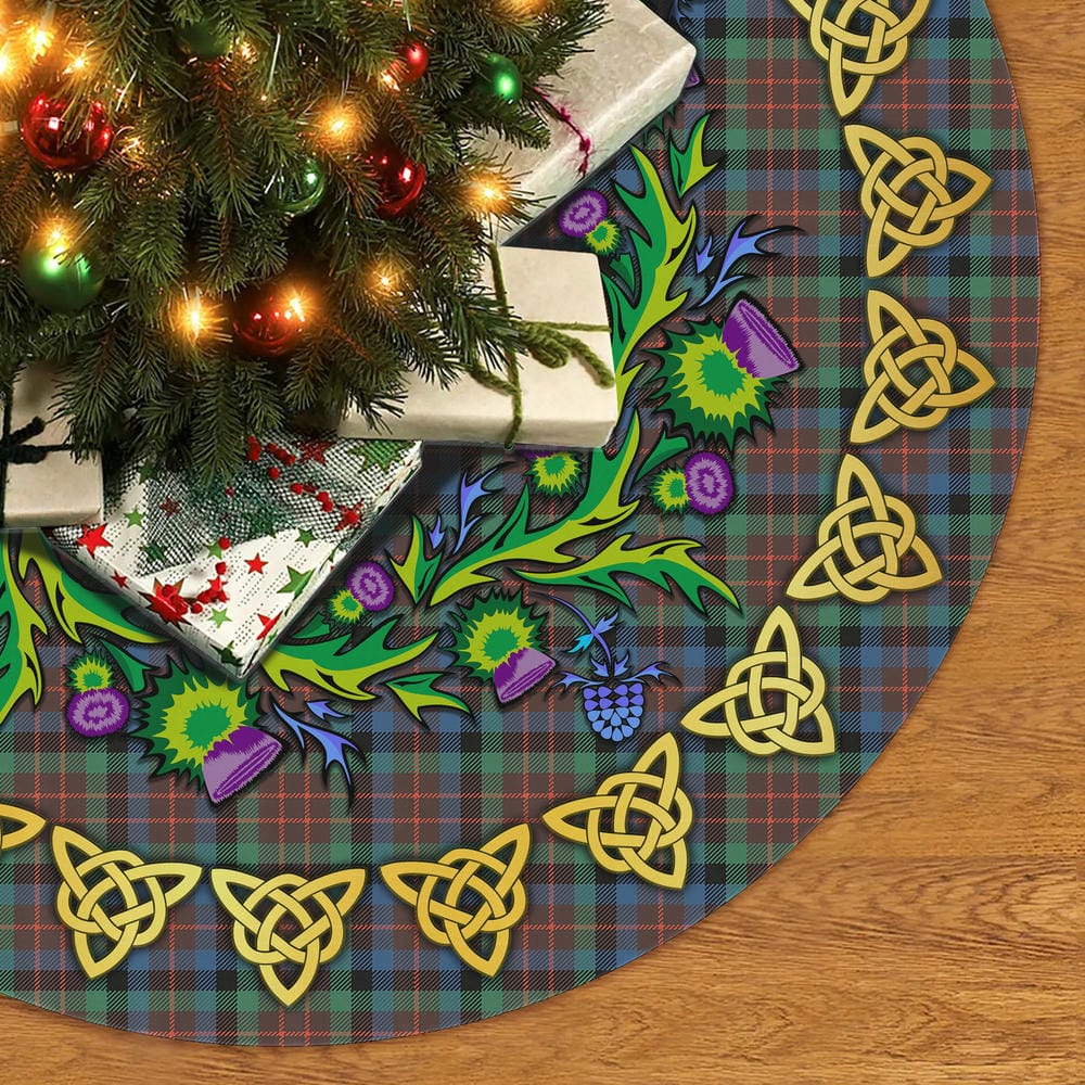 Scottish MacDuff Hunting Ancient Tartan Thistle Celtic Knot Christmas Tree Skirt - Image 2