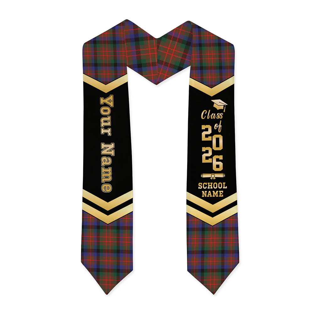 Scottish MacDuff Hunting Modern Clan Badge Tartan Graduation Stole Black Gold Honor - Image 3