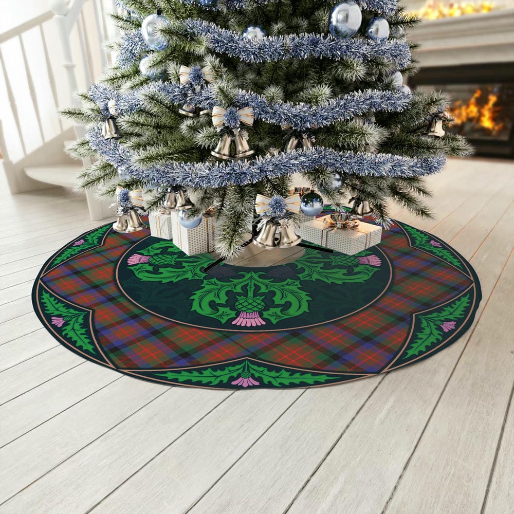 Scottish MacDuff Hunting Modern Tartan Christmas Tree Skirt Old Scottish Thistle Flower - Image 3