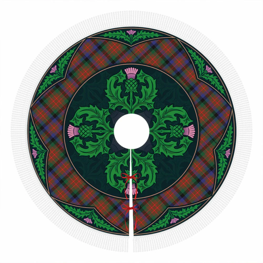 Scottish MacDuff Hunting Modern Tartan Christmas Tree Skirt Old Scottish Thistle Flower - Image 4