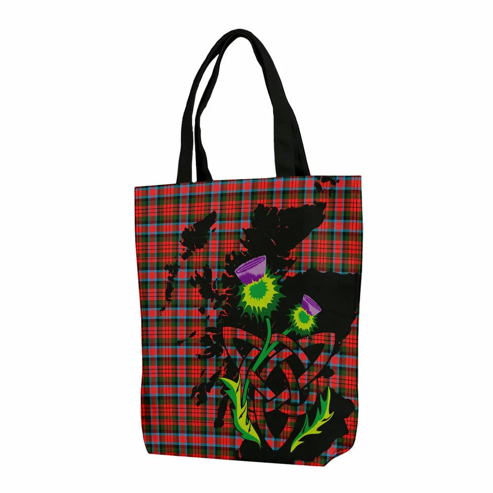 Scottish MacDuff Modern Tartan Canvas Bag With Shoulder Strap With Thistle